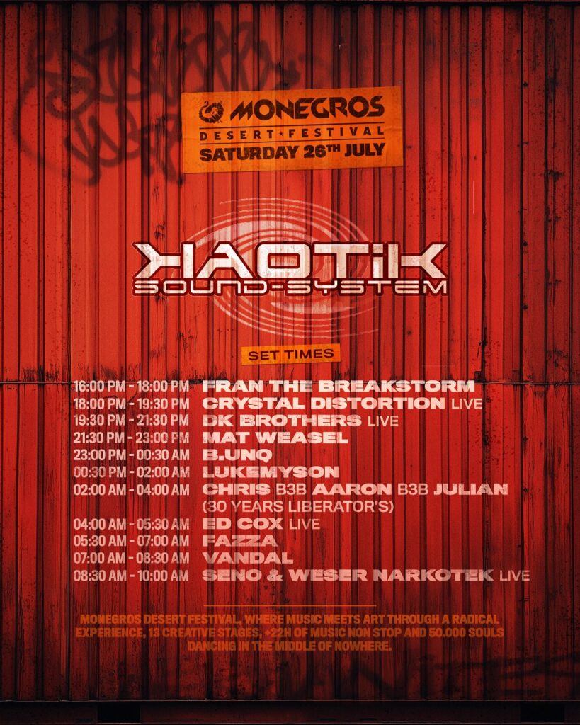 horarios monegros desert festival 2025